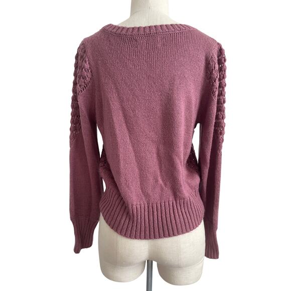 Lucky Brand Textured Knit Sweater Small Dusty Rose Winter Cozy Boho - Picture 6 of 7